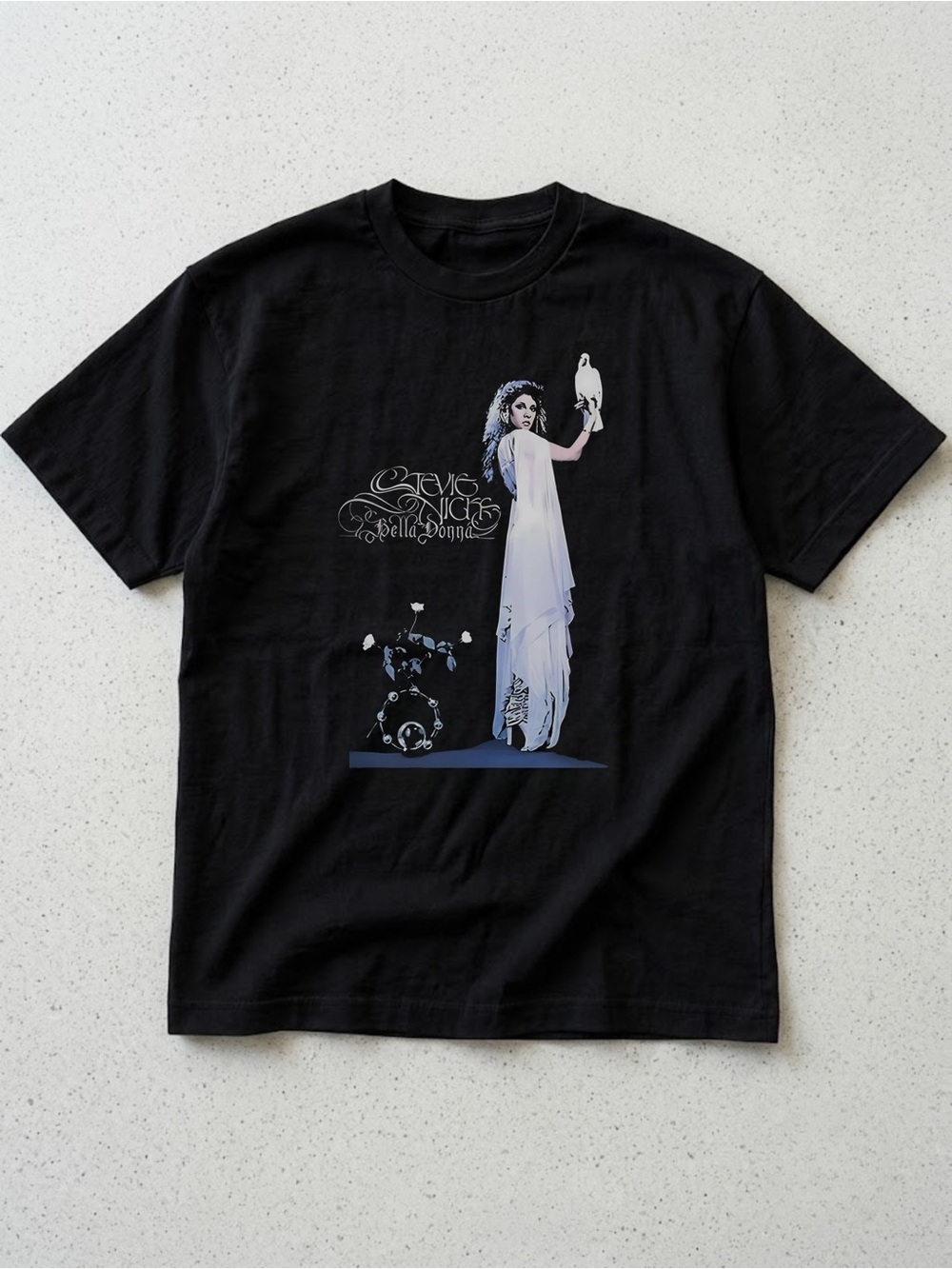 Stevie Nicks Bella Donna Black Graphic Tee with White Figural Print